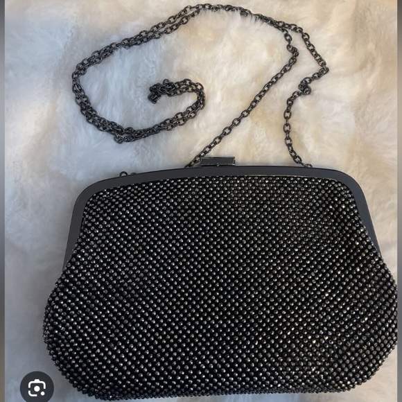 I.N.C. International Concepts Patsy Pewter Diamond Mesh Frame Clutch- NWT - Picture 12 of 12